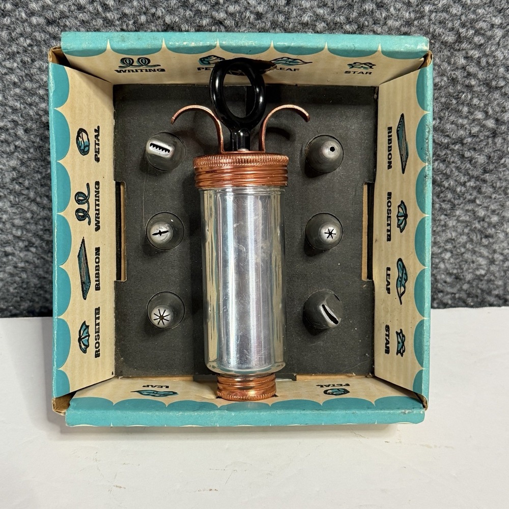 Vintage MIRRO M-0360 DECORATOR SET w 6 Tips & Original Box
